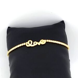 Elegant Gold Tone Love Adjustable Bracelet  Stamped 925